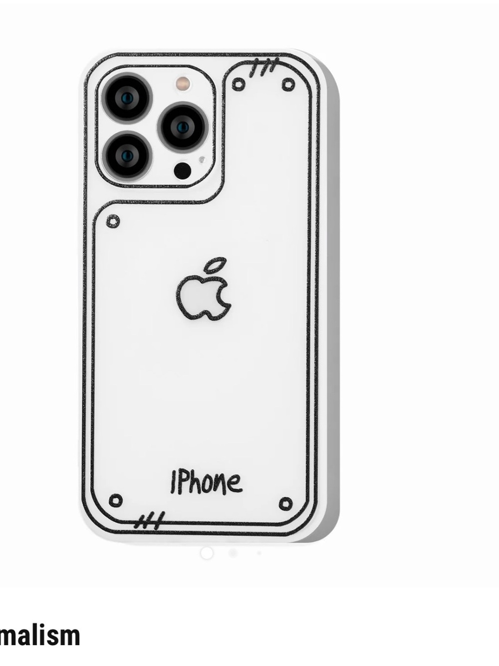 Apple iPhone White Minimalist Sketch Case for Iphone 14 Pro